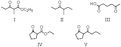 Which compound could be prepared via Dieckmann condensation?   A)  I B)  II C)  III D)  IV E)  V