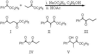 What product is formed during the following reaction?   A)  I B)  II C)  III D)  IV E)  V