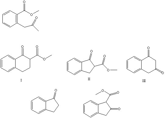 What is the product of the Dieckmann-like condensation of this ketoester,   IV V A)  I B)  II C)  III D)  IV E)  V