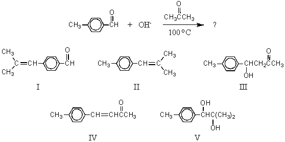 What would be the major product of the following reaction?   A)  I B)  II C)  III D)  IV E)  V