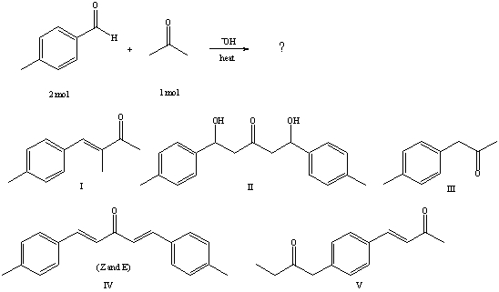 What would be the major product of the following reaction?   A)  I B)  II C)  III D)  IV E)  V