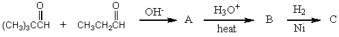 What would be the product,C,of the following reaction sequence?   A)  (CH<sub>3</sub>) <sub>3</sub>CCH<sub>2</sub>CH<sub>2</sub>CH<sub>2</sub>OH B)    C)    D)    E)   