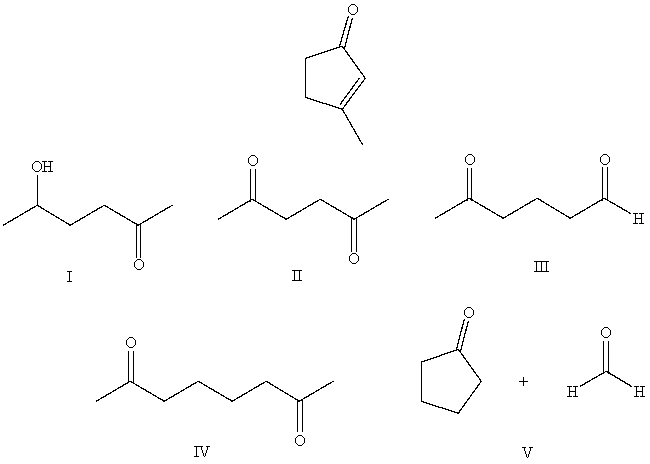 What starting compound(s) would you use in an aldol reaction to prepare as the major product:   A)  I B)  II C)  III D)  IV E)  V