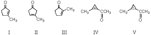 What product results from the intramolecular aldol reaction of 2,5-hexanedione?   A)  I B)  II C)  III D)  IV E)  V