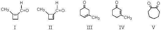 The reaction of   with base affords which of these products?   A)  I B)  II C)  III D)  IV E)  V