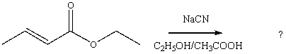 What would be the product of the following reaction?   A)    B)  CH<sub>3</sub>CH=CHCO<sub>2</sub>CN C)  CH<sub>3</sub>CH=CHCN D)    E)   