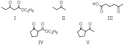 Which compound could be prepared using a Michael reaction?   A)  I B)  II C)  III D)  IV E)  V