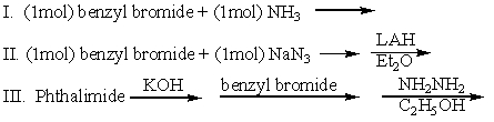 Which of the following can be used to prepare benzylamine (pure) ?   A)  I B)  II C)  III D)  I and II E)  II and III
