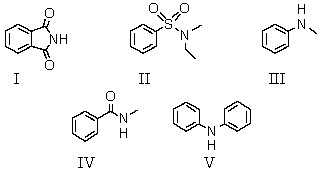 Which of these compounds is soluble in dilute sodium hydroxide solution?   A)  I B)  II C)  III D)  IV E)  V