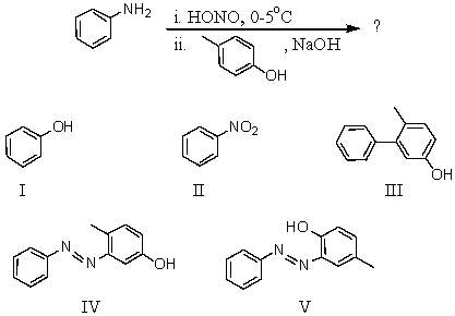 Which is the major product of the following reaction?   2 A)  I B)  II C)  III D)  IV E)  V