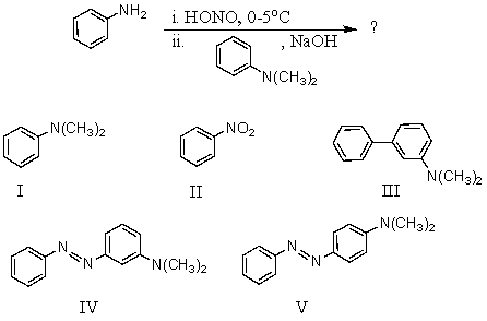 Which is the major product of the following reaction?   2 A)  I B)  II C)  III D)  IV E)  V
