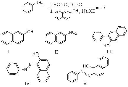 Which is the major product of the following reaction?   2 A)  I B)  II C)  III D)  IV E)  V