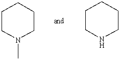 Which reagent would serve as the basis for a simple chemical test that would distinguish between the pair of compounds listed below?   A)  AgNO<sub>3</sub> in H<sub>2</sub>O B)  Dilute NaHCO<sub>3</sub> C)  Dilute NaOH D)  C<sub>6</sub>H<sub>5</sub>SO<sub>2</sub>Cl/OH<sup>-</sup>,then H<sub>3</sub>O<sup>+</sup> E)  Dilute HCl