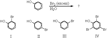 What would be the major product of the following reaction?   A)  I B)  II C)  III D)  IV E)  A mixture of I and II
