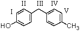  Which position is predicted to be the chief site of substitution when the following substance reacts with bromine in carbon disulfide at 10 \degree C ?   A)  I B)  II C)  III D)  IV E)  V 
