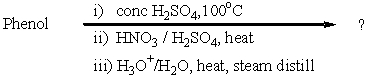 What is the major product of the following reaction?   A)  p-Hydroxybenzenesulfonic acid B)  p-Nitrophenol C)  o-Nitrophenol D)  B and C E)  A and B