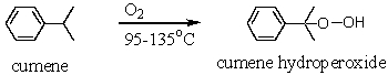 A key step in the industrial synthesis of phenol from cumene is the oxidation of cumene to cumene hydroperoxide with oxygen.Outline the mechanistic steps that lead to this oxidation product.  