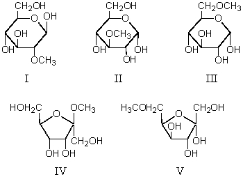 Which of these reacts with dilute HCl to produce methanol?   A)  I B)  II C)  III D)  IV E)  V