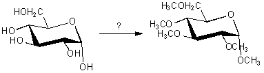 Which reagent would be used for the following transformation?   A)  CH<sub>3</sub>OH/HCl B)  AgNO<sub>3</sub>/C<sub>2</sub>H<sub>5</sub>OH C)  Br<sub>2</sub>/CCl<sub>4</sub> D)  KMnO<sub>4</sub> E)  HIO<sub>4</sub>