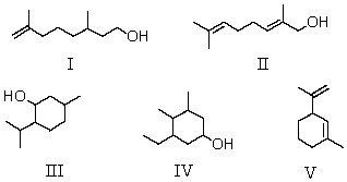 Which compound below does not obey the isoprene rule?   A)  I B)  II C)  III D)  IV E)  V
