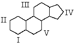 The synthesis of cortisone required placing a ketone function at the 11-position of a steroid.Where is position 11?   A)  I B)  II C)  III D)  IV E)  V
