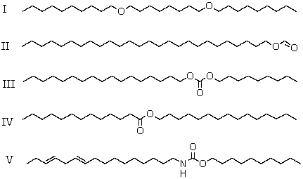 <strong>Which of these is most likely to have properties resembling natural waxes?  </strong> A) I B) II C) III D) IV E) V <div style=padding-top: 35px> 