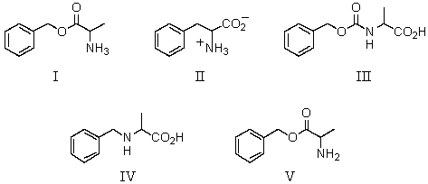 <strong>What product would be obtained upon treating alanine with the following reagent ?    </strong> A) I B) II C) III D) IV E) V <div style=padding-top: 35px> 