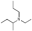 What alkyl groups make up the following 3<sup>o</sup> amine?   A) sec-butyl,ethyl,propyl B) isobutyl,isopropyl,ethyl C) sec-butyl,ethyl,isopropyl D) butyl,ethyl,propyl E) None of these choices.