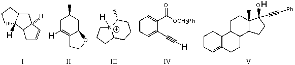 Rank the bold-faced hydrogens for the following compounds from most acidic to least acidic.   A) III > V > IV > II > I B) V > IV > III > II > I C) V > III > IV > II > I D) III > V > II > IV > I E) IV > II > I > V > III