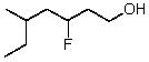 What is the correct IUPAC name for the following compound?   A) 5-Ethyl-3-fluorohexanol B) 5-Ethyl-3-fluoro-1-hexanol C) 2-Ethyl-4-fluoro-6-hexanol D) 3-Fluoro-5-methyl-7-heptanol E) 3-Fluoro-5-methyl-1-heptanol