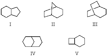 Which of the following is bicyclo[3.2.2]nonane?   A) I B) II C) III D) IV E) V