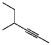 Give the IUPAC name for   A) 3-Methyl-4-hexyne B) 4-Methyl-2-hexyne C) 2-Ethyl-3-pentyne D) 4-Ethyl-2-pentyne E) 3-Methyl-2-hexyne