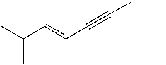 Give the IUPAC name for   A) trans-2-methyl-3-hepten-5-yne B) trans-6-methyl-4-hepten-2-yne C) cis-2-methyl-3-hepten-5-yne D) cis-6-methyl-4-hepten-2-yne E) none of these choices