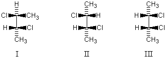 Which of the following is (are) meso compound(s) ?   A) I B) II C) III D) Both II and III E) Both I and III