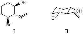 I and II are:   A) constitutional isomers. B) enantiomers. C) identical. D) diastereomers. E) not isomeric.