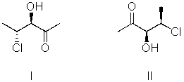 I and II are:   A) constitutional isomers. B) enantiomers. C) identical. D) diastereomers. E) not isomeric.