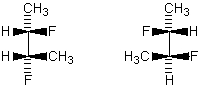 The compounds whose molecules are shown below would have:   A) the same melting point. B) different melting points. C) equal but opposite optical rotations. D) More than one of these choices. E) None of these choices.