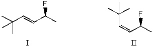 I and II are:   A) constitutional isomers. B) enantiomers. C) identical. D) diastereomers. E) not isomeric.