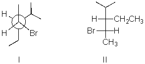 I and II are:   A) constitutional isomers. B) enantiomers. C) identical. D) diastereomers. E) not isomeric.