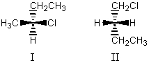 I and II are:   A) constitutional isomers. B) enantiomers. C) non-superposable mirror images. D) diastereomers. E) not isomeric.