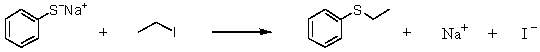 Identify the leaving group in the following reaction.   A) C<sub>6</sub>H<sub>5</sub>S<sup>-</sup> B) Na<sup>+</sup> C) CH<sub>3</sub>CH<sub>2</sub>I D) C<sub>6</sub>H<sub>5</sub>SCH<sub>2</sub>CH<sub>3</sub> E) I<sup>-</sup>