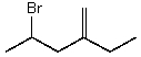 The correct IUPAC name for the following compound is:   A) 2-Bromo-4-methylenehexane B) 2-(2-Bromopropyl) -1-butene C) 4-Bromo-2-ethyl-1-pentene D) 2-Bromo-4-ethyl-1-pentene E) 2-Bromo-4-ethyl-4-pentene