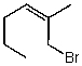 Which structure represents (E) -1-bromo-2-methylhex-2-ene? A)    B)    C)    D)    E) None of these choices.