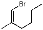 Which structure represents (E) -1-bromo-2-methylhex-2-ene? A)    B)    C)    D)    E) None of these choices.
