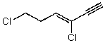Which structure represents (Z) -1,4-dichlorohex-3-en-1-yne? A)    B)    C)    D)    E) None of these choices.