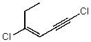 Which structure represents (Z) -1,4-dichlorohex-3-en-1-yne? A)    B)    C)    D)    E) None of these choices.