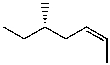 Which structure represents (R,Z) -5-methylhept-2-ene? A)    B)    C)    D)    E) None of these choices.