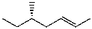 Which structure represents (R,Z) -5-methylhept-2-ene? A)    B)    C)    D)    E) None of these choices.