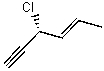 Name the following compound:   A) (S,E) -3-chlorohex-4-en-1-yne B) (R,E) -3-chlorohex-2-en-5-yne C) (S,E) -3-chlorohex-2-en-5-yne D) (R,E) -3-chlorohex-4-en-1-yne E) (R,E) -3-chloropent-4-en-1-yne