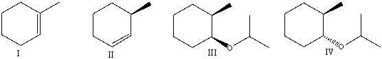 What are the major product(s) formed when trans-1-bromo-2-methylcyclohexane reacts with sodium isopropoxide in isopropanol?   A) I B) II C) I and II D) III E) III and IV